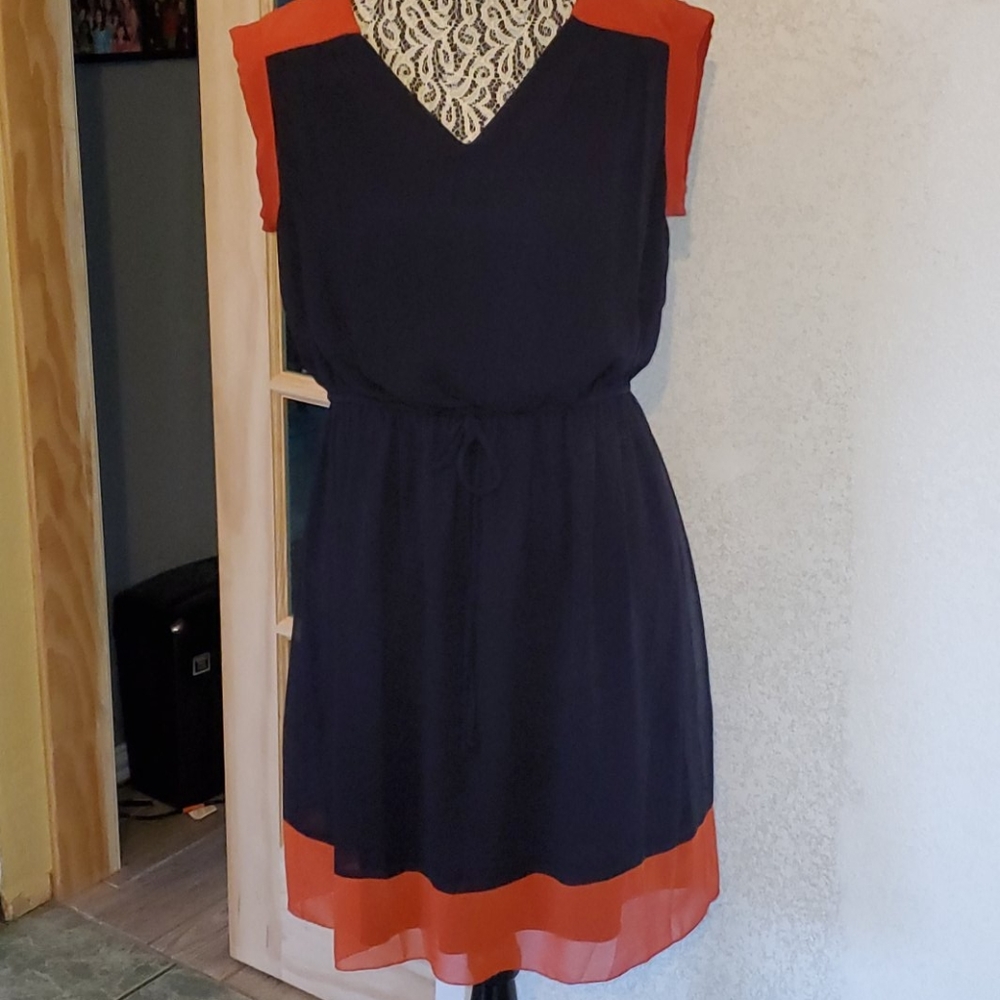 Navy Blue & Orange Dress Size 12